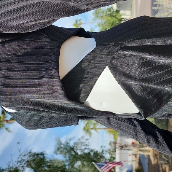 SPIRIT OF GRACE NORDSTROM Black Cut Out Wrap Dress L M Bodycon Criss Cross Front - Picture 8 of 15